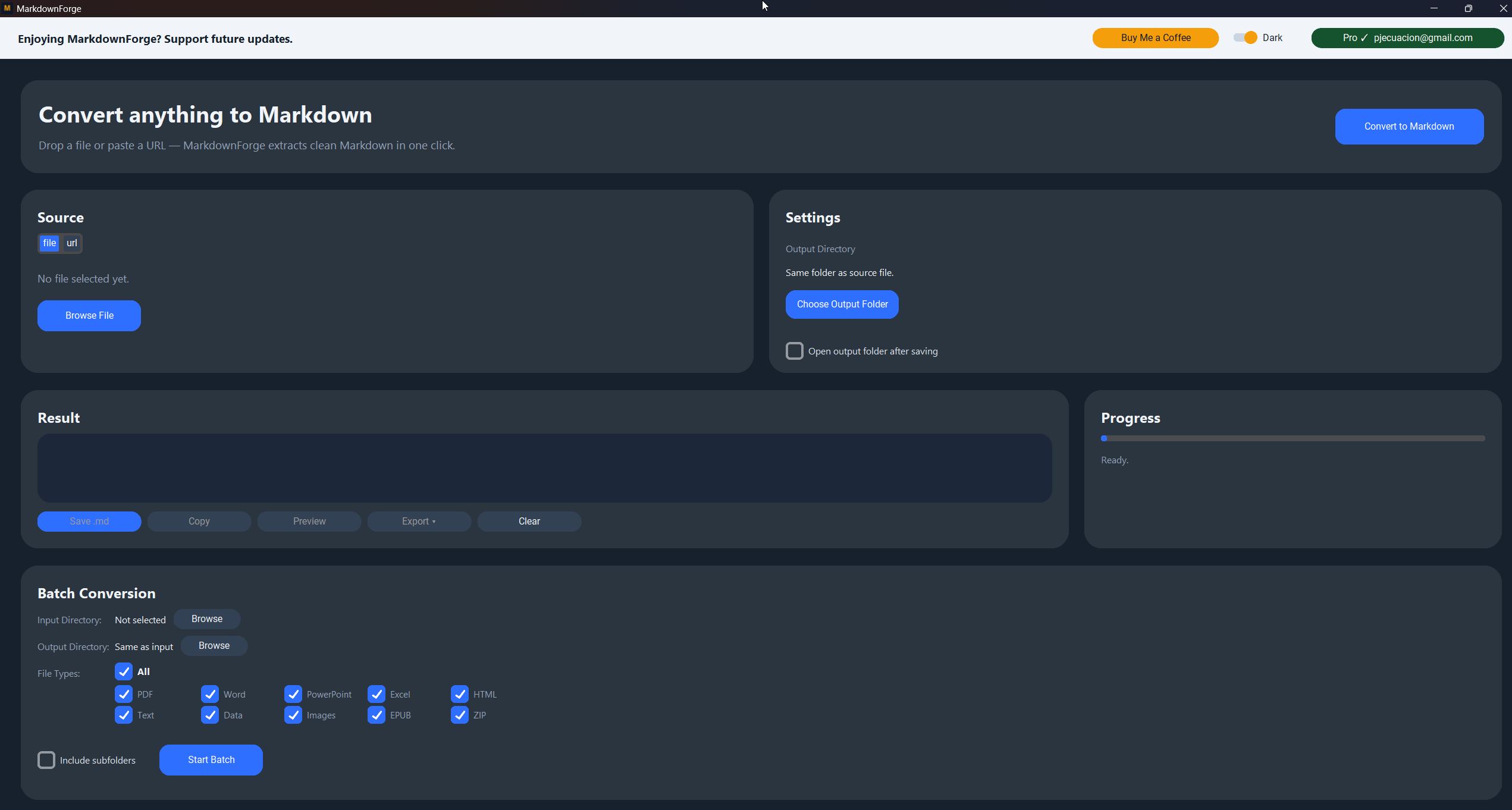 MarkdownForge desktop app screenshot